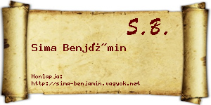 Sima Benjámin névjegykártya