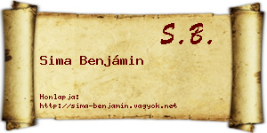 Sima Benjámin névjegykártya